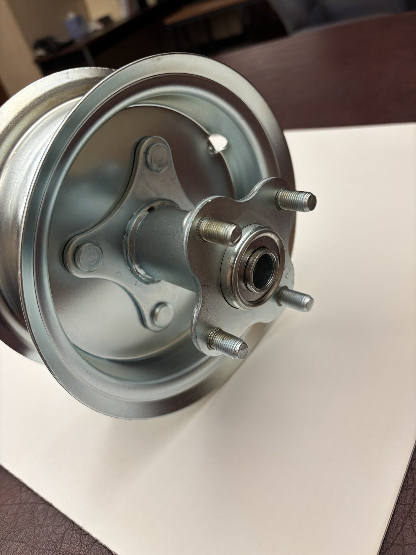 6″ Steel Wheel, 2 Halves & 5/8″ Ball Bearing Flanged Hub (Extended) W/Bolts