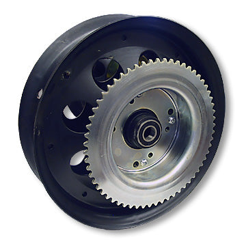 10″ Steel Wheel, Black Oxide With 5/8″ Id Precision Ball Bearing & #35 Sprocket & Drum – 60 Tooth