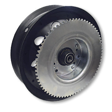 10″ Steel Wheel, Black Oxide With 5/8″ Id Precision Bearings & #35 Sprocket & Drum – 72 Tooth