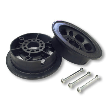 5″ Azusalite Wheel, 3″ Wide For 1-3/8″ Od Ball Bearings, 2 Halves With Nuts & Bolts Only