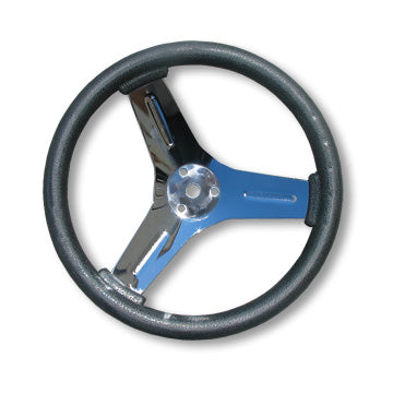 Steering Wheel, 10″ Dia. Chrome-Plated Steel, Neoprene Grip