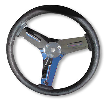 Steering Wheel, 12″ Dia. Chrome-Plated Steel, Neoprene Grip