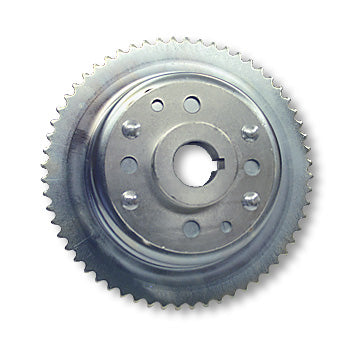 60 Tooth Sprocket For #35 Chain & 4-1/2″ Brake Drum, Machined Id (One Piece) Riveted To Mini-Hub, 1-1/4″ Bore
