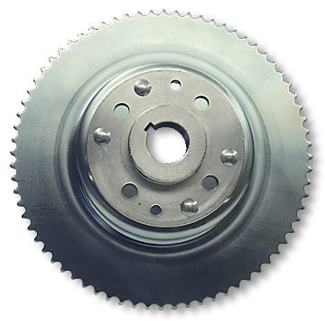 72 Tooth Sprocket For #35 Chain & 4-1/2″ Brake Drum, Machined Od (One Piece) Riveted To Mini-Hub, 1″ Bore