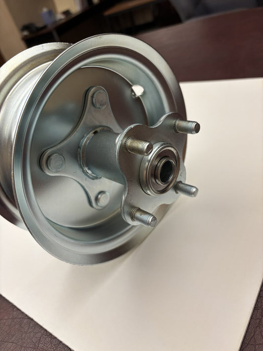 6″ Steel Wheel, 2 Halves & 5/8″ Ball Bearing Flanged Hub (Extended) W/Bolts